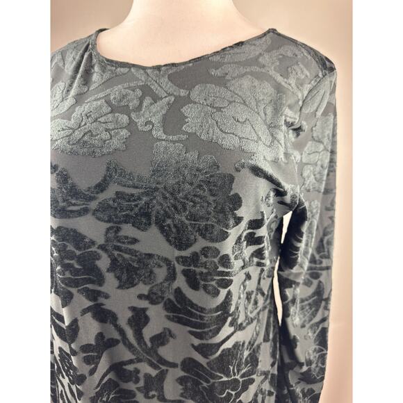 Sundance Bella Grace Floral Velvet Burnout Top Black Long Sleeve Women's Size XL - Picture 6 of 16